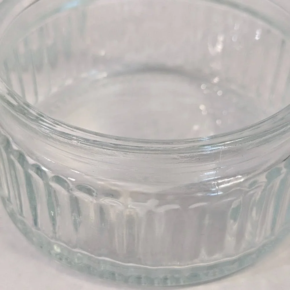 Vintage Clear Glass Ramekins Set of 4 Ribbed Fluted Souffle Custard Cups 3.5in